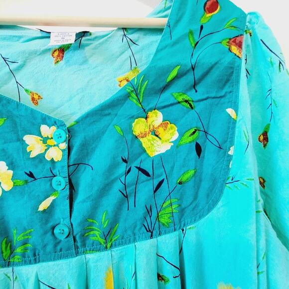 Woman Within Floral Button Bust Short Sleeve 100% Cotton Maxi Dress Size 1X - Picture 2 of 8